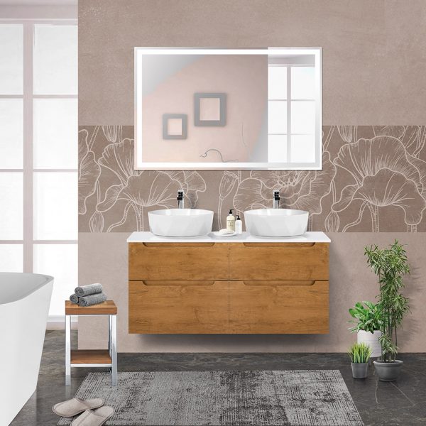 BelBagno - Тумба со столешницей и накладными раковинами подвесная  ETNA-H60 120 Rovere Nature