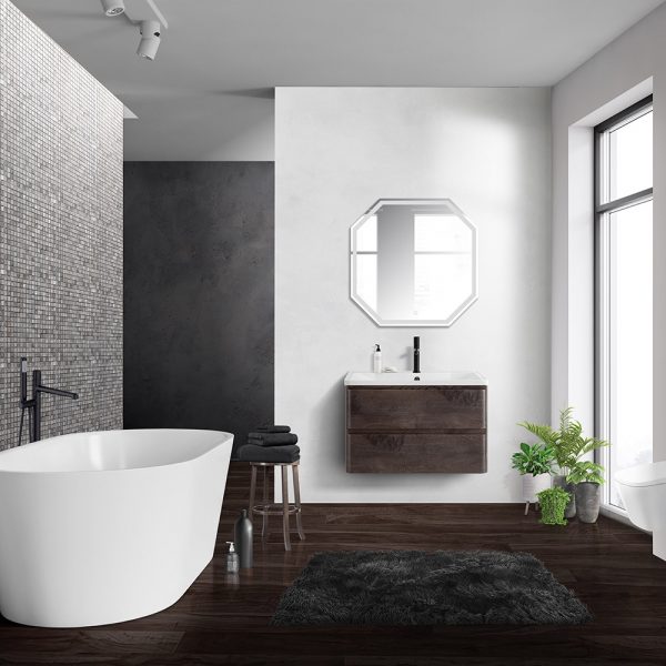 BelBagno - Тумба с раковиной подвесная  ALBANO 80 Rovere Nature Grigio, раковина белая