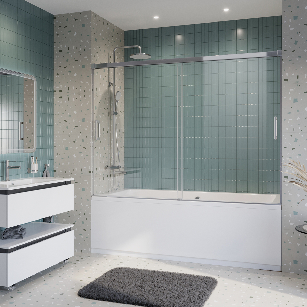 Душевая шторка на ванну CEZARES TANDEM-SOFT-VF-2-200/145-C-Cr-IV