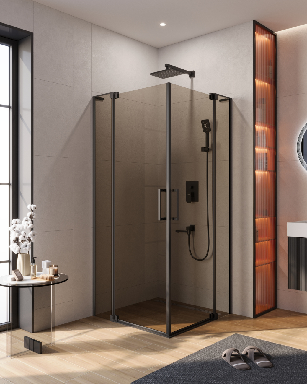 Душевой уголок CEZARES SLIDER-AH-2-90/100-100/110-BR-NERO