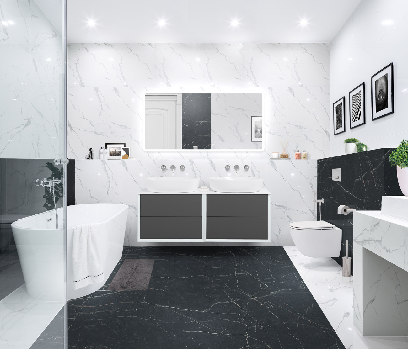 Тумба со столешницей подвесная CEZARES BELLAGIO 140 Grigio nuvola