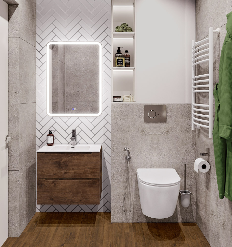 Тумба с раковиной подвесная BelBagno ETNA 60 Rovere Moro, раковина белая