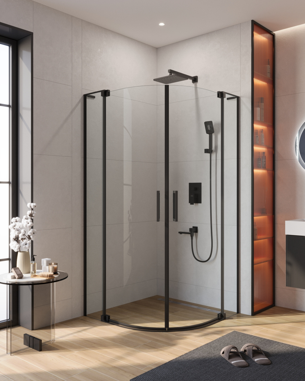 Душевой уголок CEZARES SLIDER-R-2-90/100-C-NERO