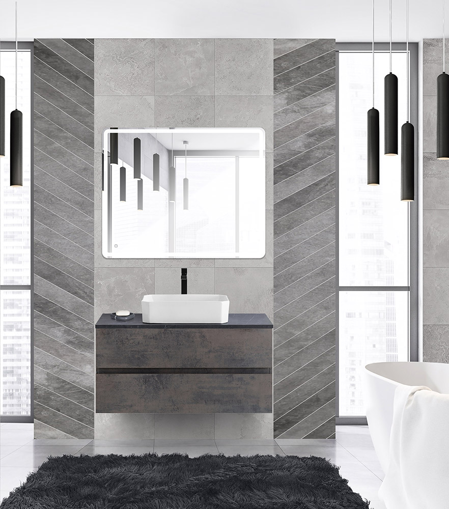 Тумба со столешницей под накладную раковину подвесная CEZARES MOLVENO 46 100 Ossido