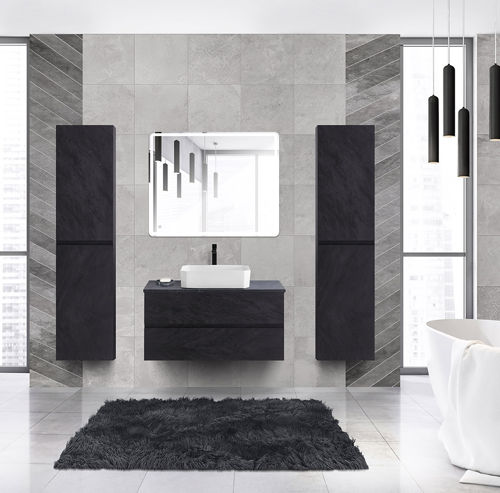 Тумба со столешницей под накладную раковину подвесная CEZARES MOLVENO 46 100 Nero