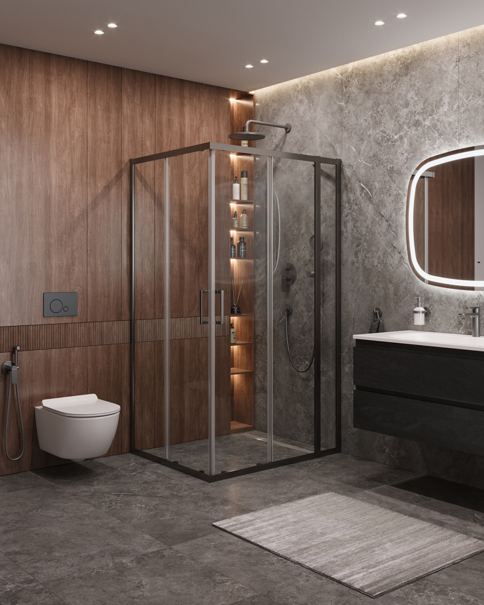 Душевой уголок CEZARES MOLVENO-AH-21-90+30-C-GM-IV