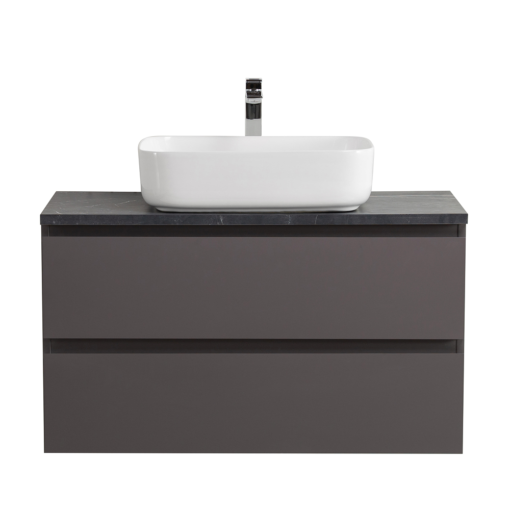 Тумба со столешницей подвесная BelBagno KRAFT 100 Темно-Серый Матовый, столешница KEP-100-MNO