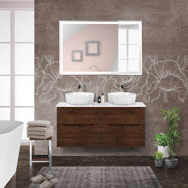 BelBagno - Тумба со столешницей и накладными раковинами подвесная  ETNA-H60 120 Rovere Moro