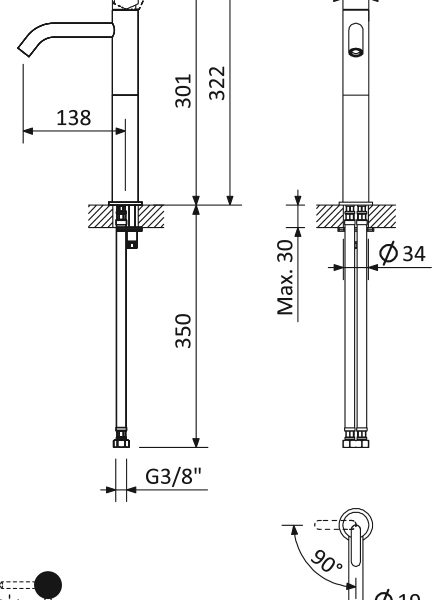 CEZARES - Смеситель для накладной раковины  LEAF-LC2-L-MM