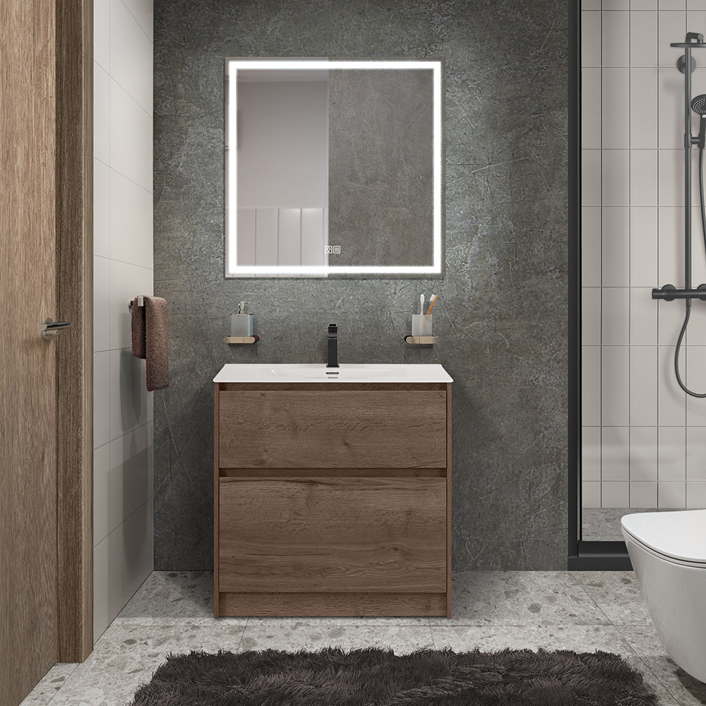 Тумба с раковиной напольная BelBagno KRAFT 39 80 Rovere Tabacco, раковина белая