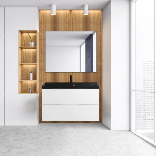 BelBagno - Тумба с раковиной подвесная  VITTORIA 80 Bianco Opaco, раковина чёрная