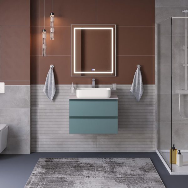 BelBagno - Тумба со столешницей подвесная  KRAFT 60 Голубой Матовый, столешница KEP-60-BO