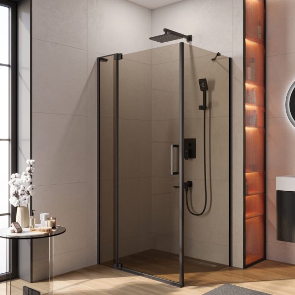 CEZARES - Душевой уголок  SLIDER-AH-1-80-100/110-BR-NERO