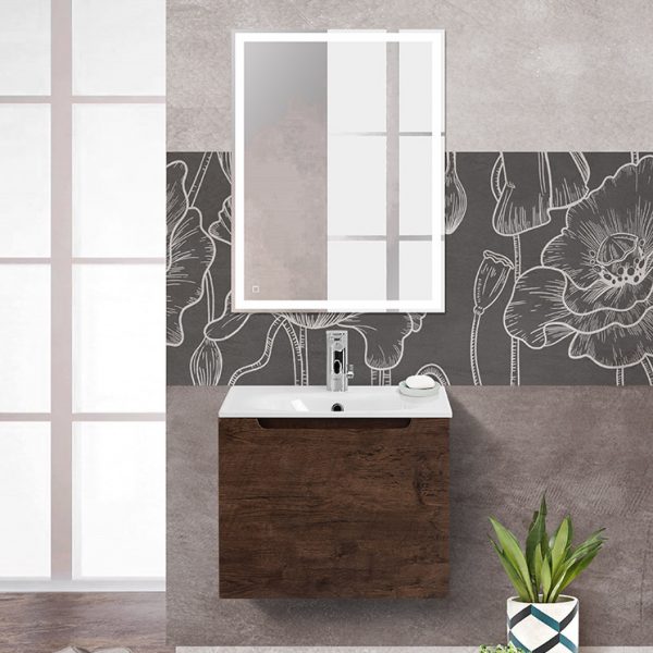 BelBagno - Тумба с раковиной подвесная с одним ящиком  ETNA 60 Rovere Moro, раковина белая