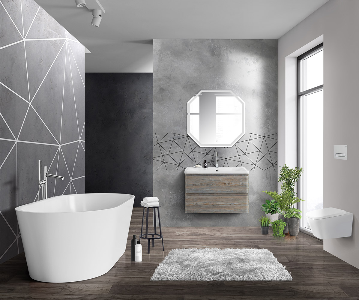 Тумба с раковиной подвесная BelBagno ALBANO 90 Pino Scania, раковина белая