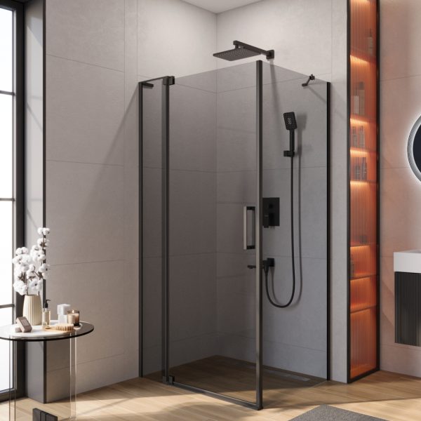 CEZARES - Душевой уголок  SLIDER-AH-1-80-90/100-GRIGIO-NERO