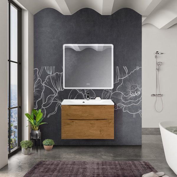 BelBagno - Тумба с раковиной подвесная  MARINO-H60 80 Rovere Nature, раковина белая