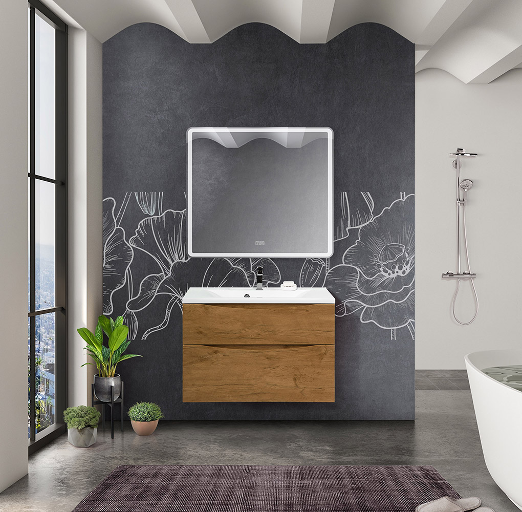 Тумба с раковиной подвесная BelBagno MARINO-H60 80 Rovere Nature, раковина белая