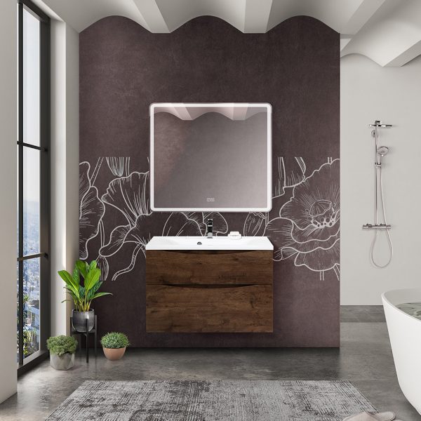 BelBagno - Тумба с раковиной подвесная  MARINO-H60 90 Rovere Moro, раковина белая