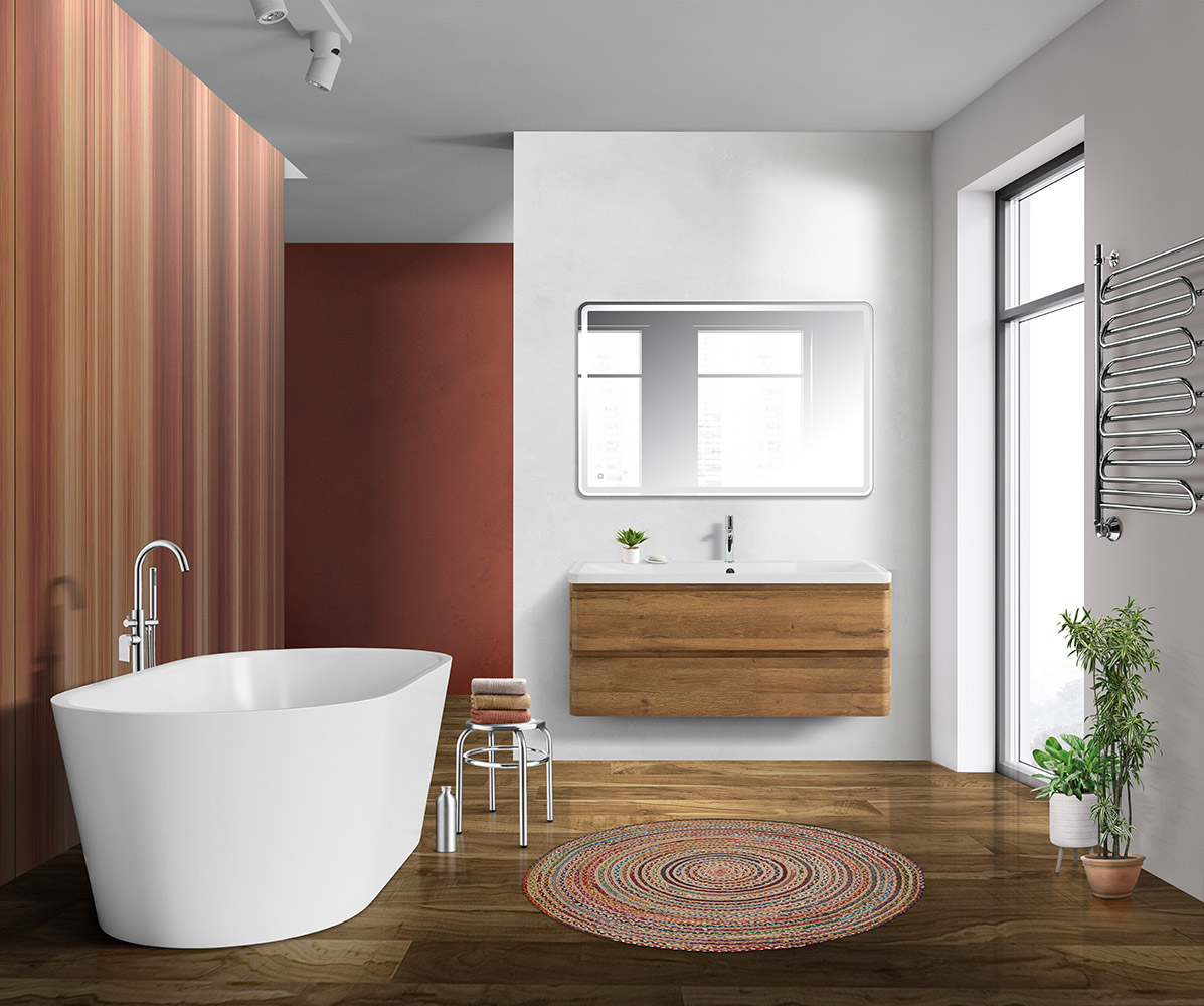 Тумба с раковиной подвесная BelBagno ALBANO 120 Rovere Rustico, раковина белая