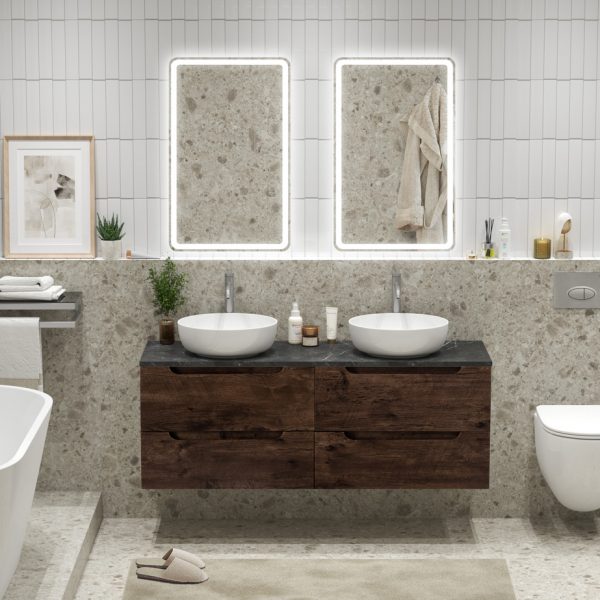 BelBagno - Тумба с четырьмя ящиками и столешницей подвесная  ETNA 140 Rovere Moro