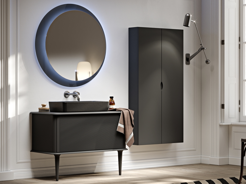 Тумба со столешницей подвесная CEZARES IDRA 98 Nero opaco, столешница Nero opaco 55834 Nero opaco