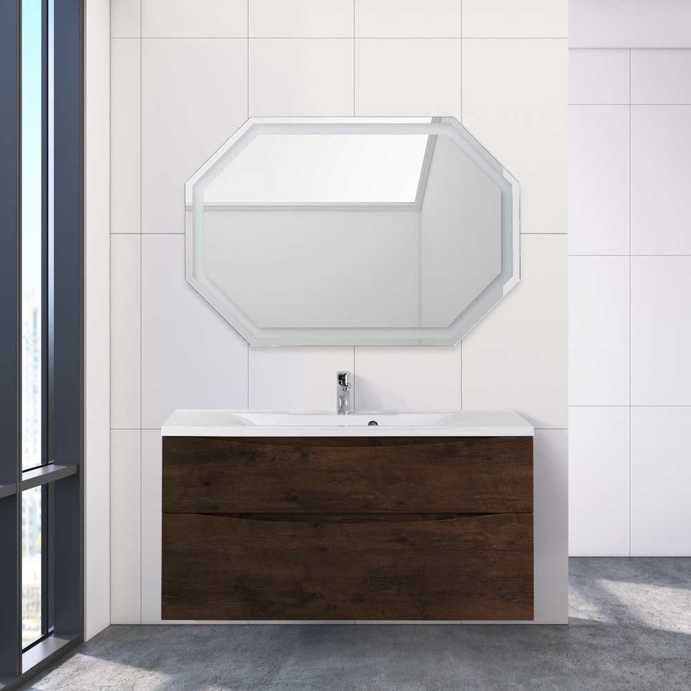 Тумба с раковиной подвесная BelBagno MARINO-H60 100 Rovere Moro, раковина белая