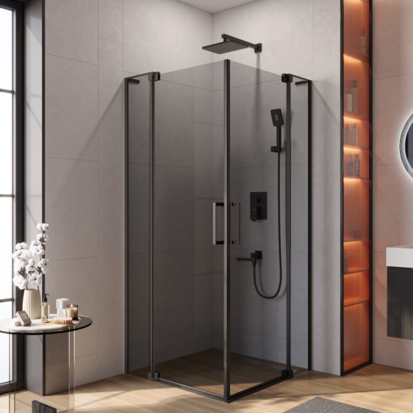 CEZARES - Душевой уголок  SLIDER-AH-2-90/100-100/110-GRIGIO-NERO