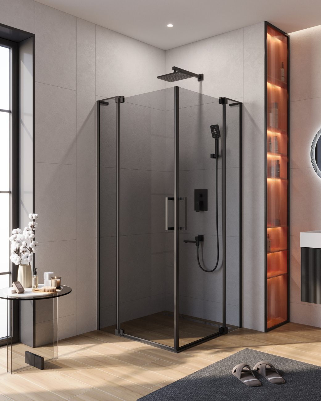 Душевой уголок CEZARES SLIDER-AH-2-90/100-100/110-GRIGIO-NERO