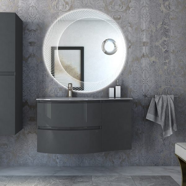 CEZARES - Тумба с раковиной подвесная  VAGUE 104 Antracite, левосторонняя