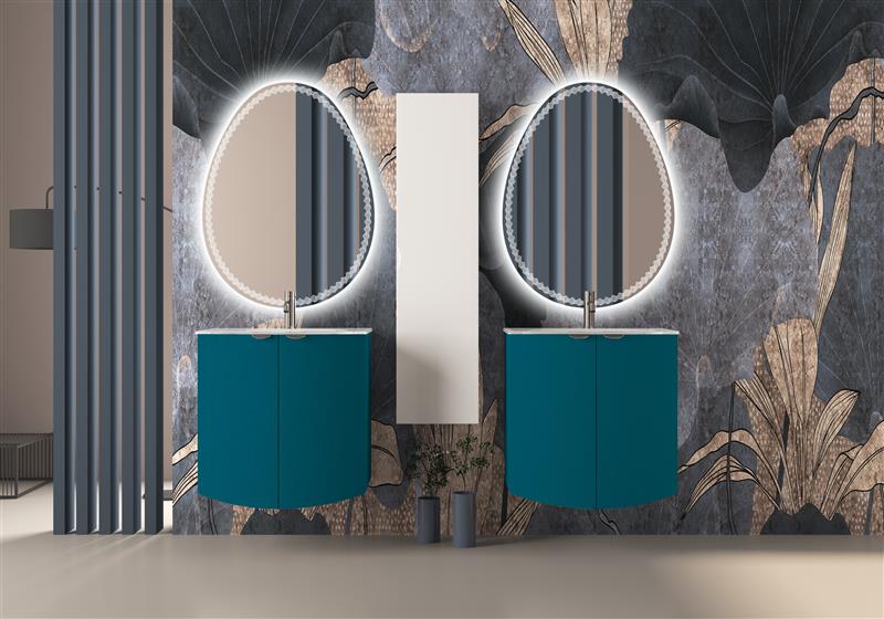 Тумба с раковиной подвесная CEZARES RIALTO 69 Blu Petrolio