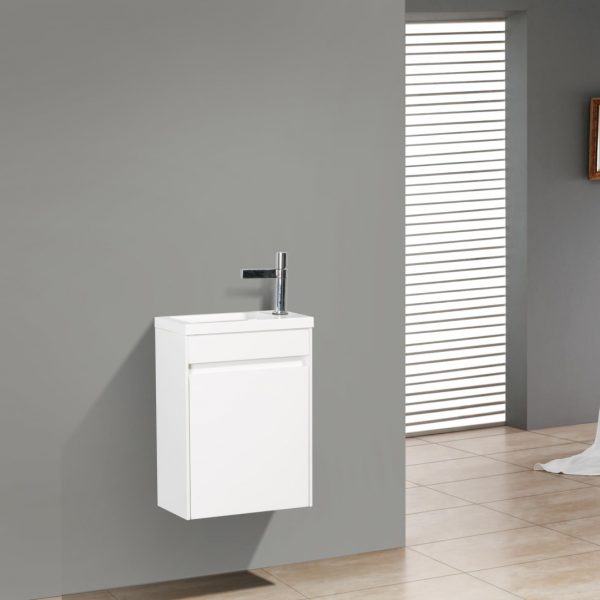 BelBagno - Тумба с раковиной подвесная с дверкой  PIETRA MINI 46-R Bianco Lucido, раковина белая