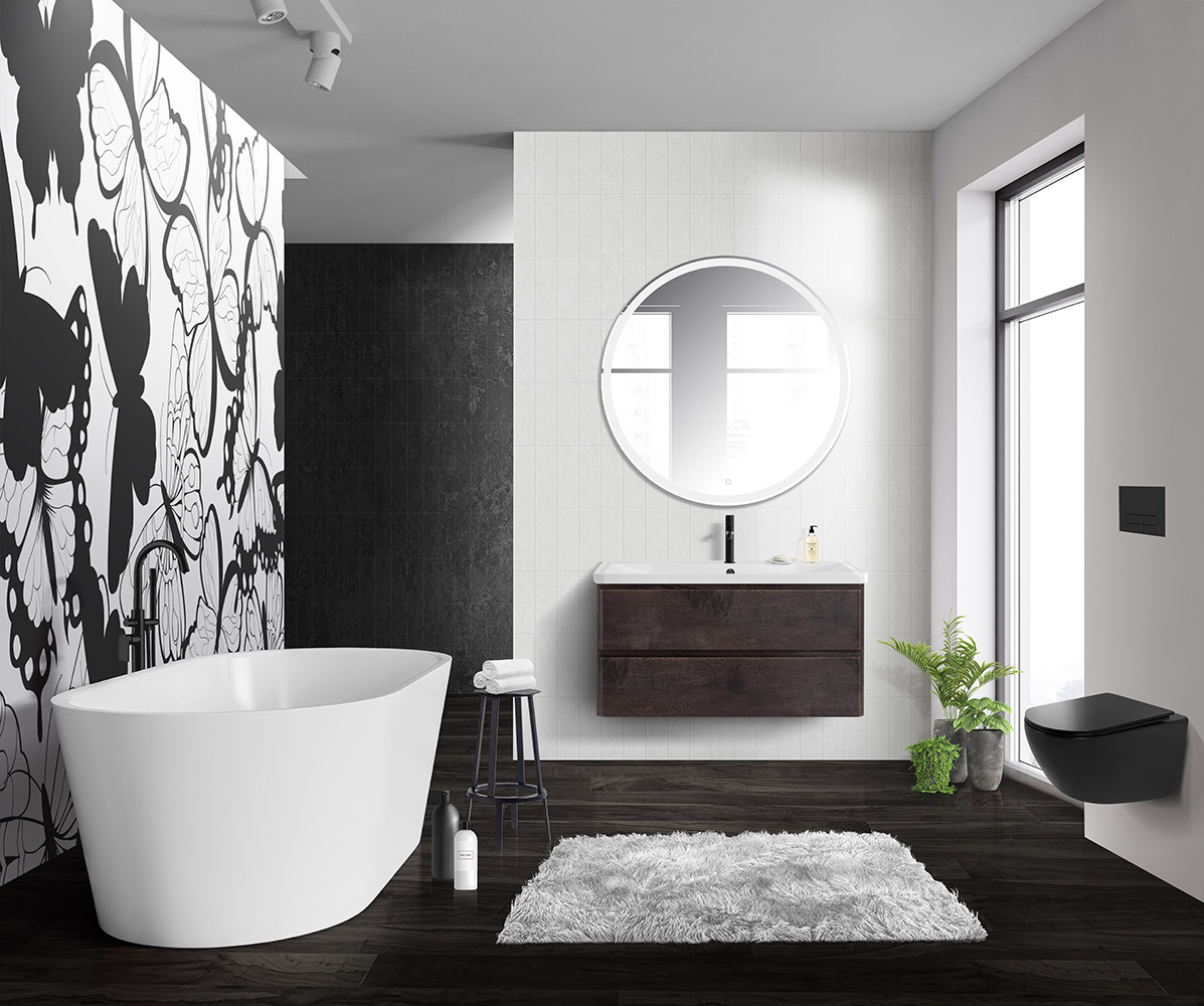 Тумба с раковиной подвесная BelBagno ALBANO 100 Rovere Nature Grigio, раковина белая