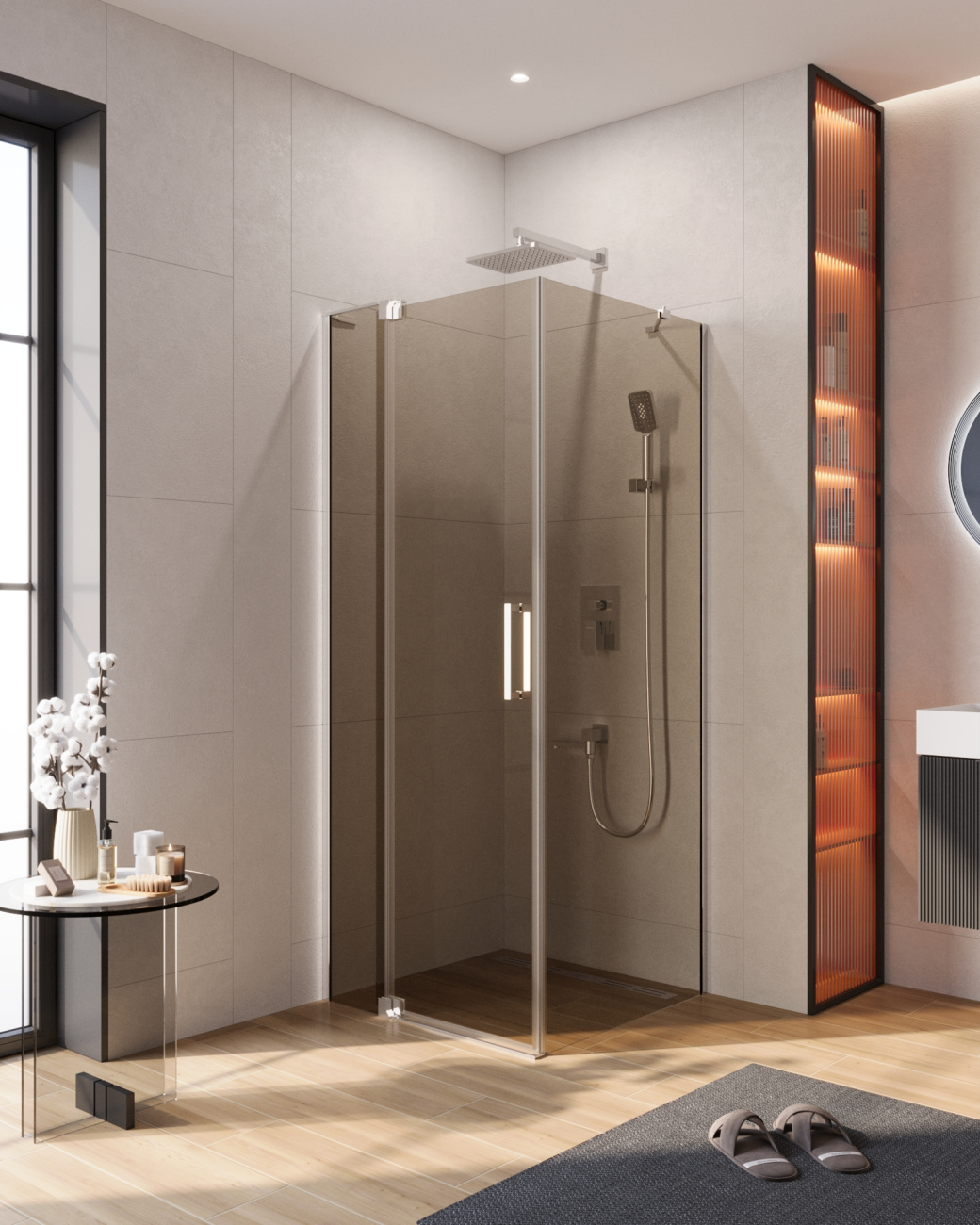 Душевой уголок CEZARES SLIDER-AH-1-80-80/90-BR-Cr