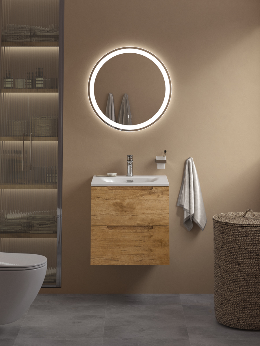 Тумба с раковиной подвесная BelBagno ETNA 39 50 Rovere Nature, раковина белая BB-8099-3-50