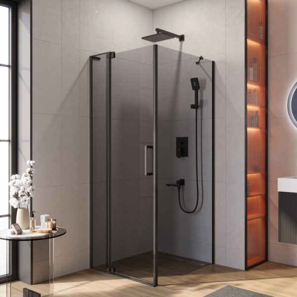 CEZARES - Душевой уголок  SLIDER-AH-1-90-80/90-GRIGIO-NERO
