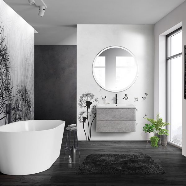 BelBagno - Тумба с раковиной подвесная  ALBANO 80 Cemento Verona Grigio, раковина белая