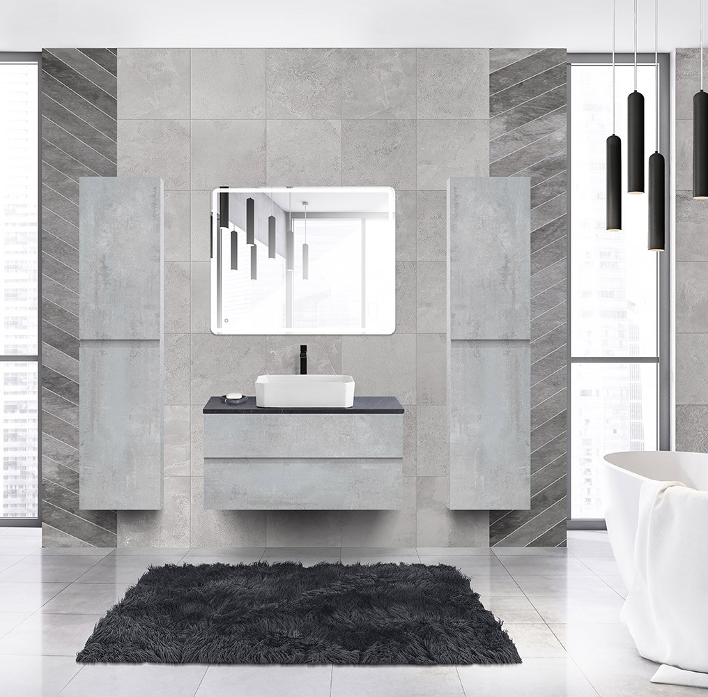 Тумба со столешницей под накладную раковину подвесная CEZARES MOLVENO 46 100 Beton