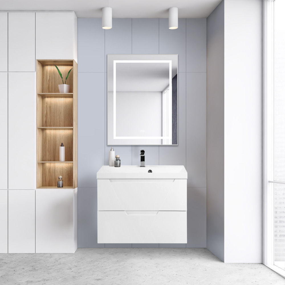 Тумба с раковиной подвесная BelBagno VITTORIA 90 Bianco Opaco, раковина белая