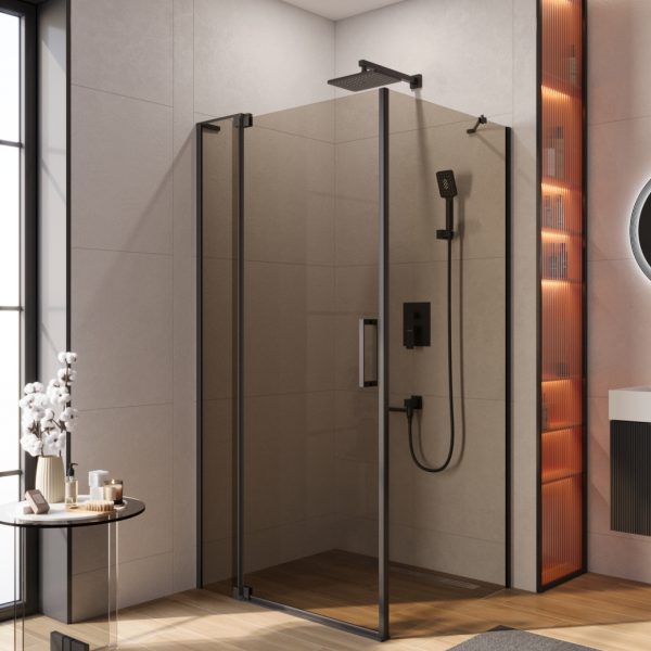 CEZARES - Душевой уголок  SLIDER-AH-1-100-100/110-BR-NERO