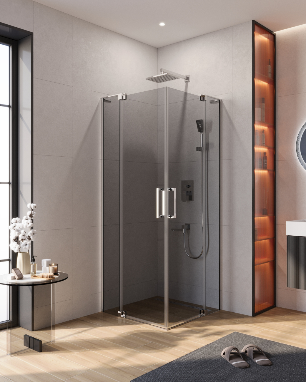 Душевой уголок CEZARES SLIDER-AH-2-70/80-80/90-GRIGIO-Cr