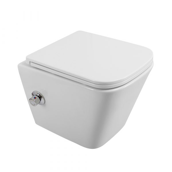 BelBagno - Унитаз подвесной с сиденьем, функцией биде и смесителем  DUE BB3103CHR-BS/SC