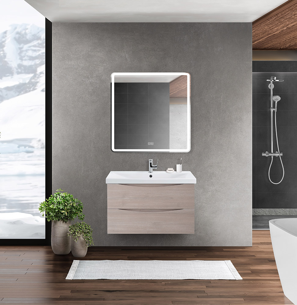 Тумба с раковиной подвесная BelBagno MARINO-CER 70 Rovere Grigio, раковина белая