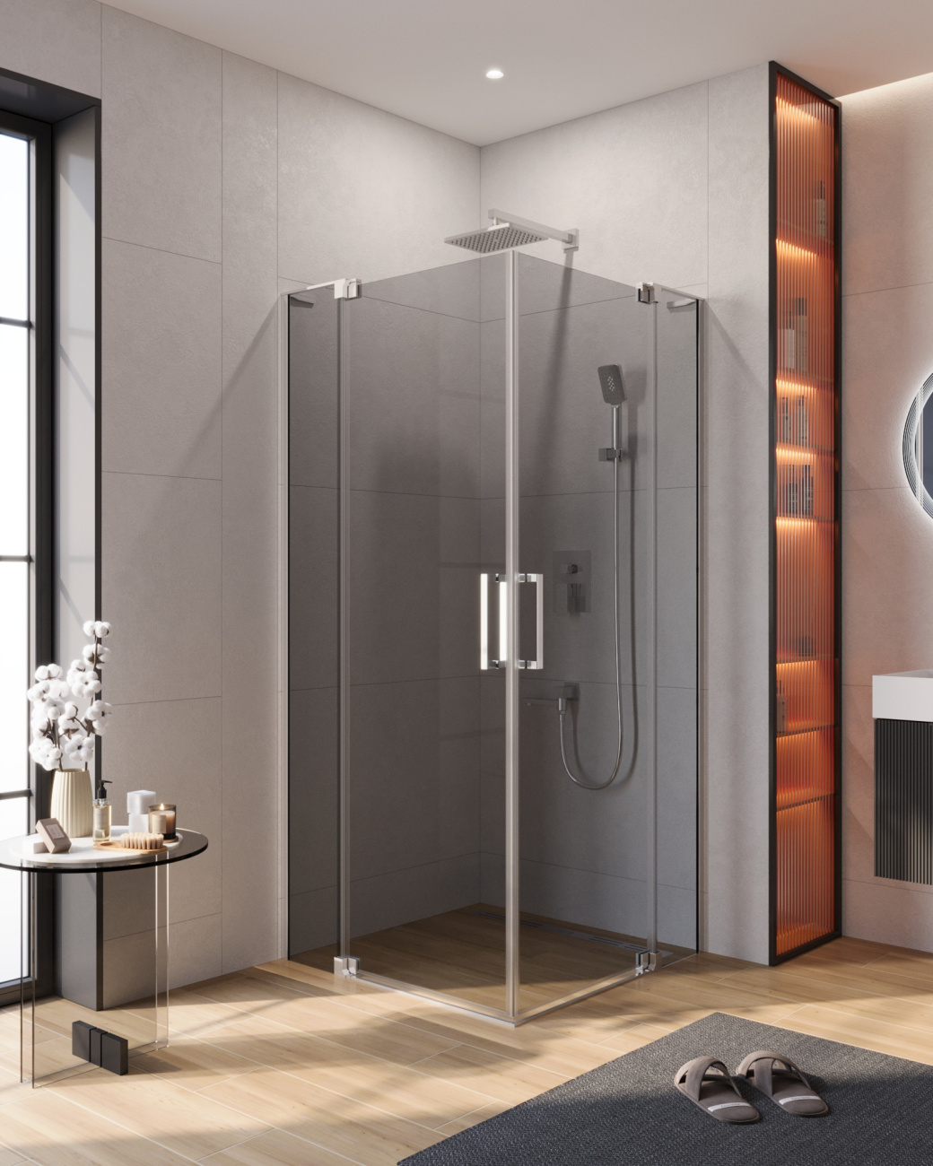 Душевой уголок CEZARES SLIDER-AH-2-90/100-100/110-GRIGIO-Cr