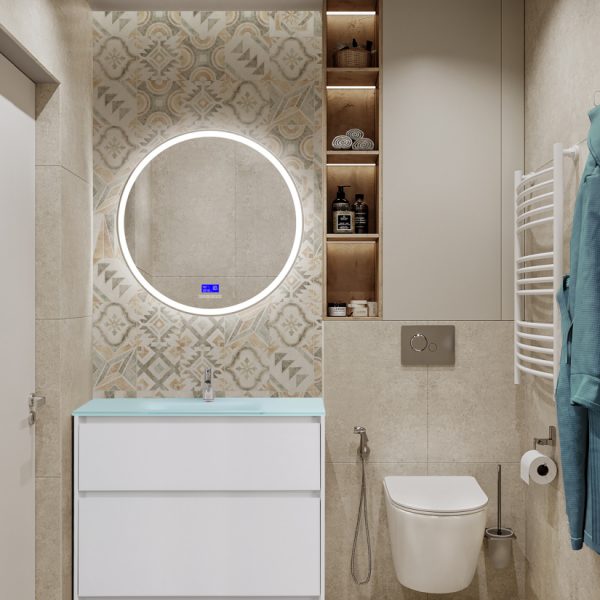 BelBagno - Тумба со стеклянной матовой раковиной напольная  KRAFT 100 Bianco Opaco, раковина белая