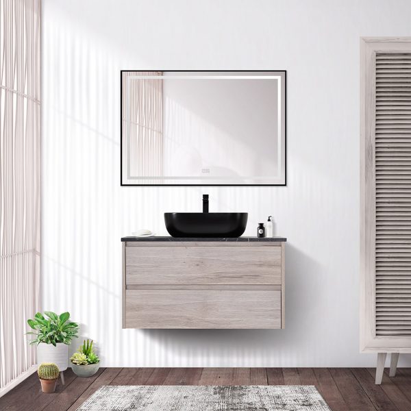 BelBagno - Тумба со столешницей и накладной раковиной подвесная  KRAFT 90 Rovere Galifax Bianco