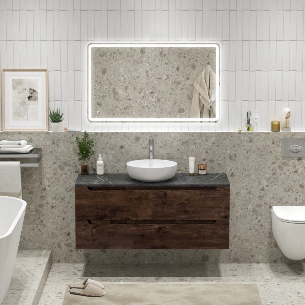 BelBagno - Тумба со столешницей и накладной раковиной подвесная  ETNA 120 Rovere Moro