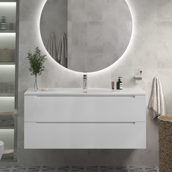 BelBagno - Тумба с раковиной подвесная  ETNA 120 Bianco Lucido, раковина белая BB-8099-120