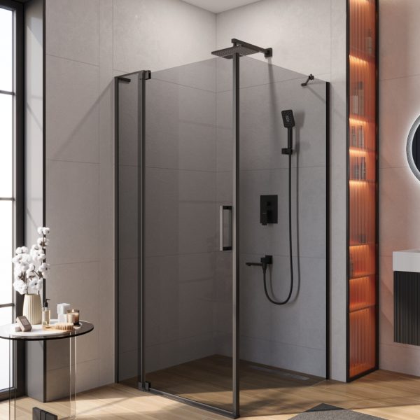 CEZARES - Душевой уголок  SLIDER-AH-1-100-90/100-GRIGIO-NERO