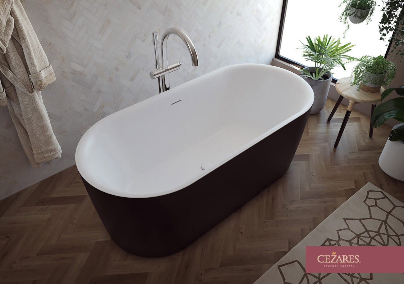 Акриловая ванна CEZARES METAURO-INT-Central-180-80-60-B-W-MATT